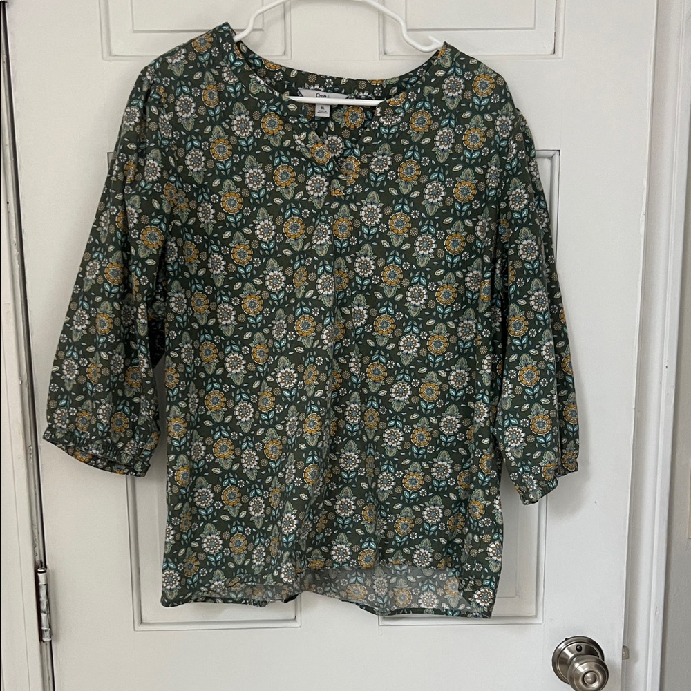 Croft & Barrow Green Floral Blouse